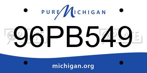 96PB549 Michigan License Plate