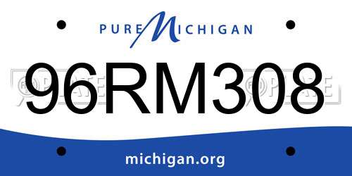 96RM308 Michigan License Plate