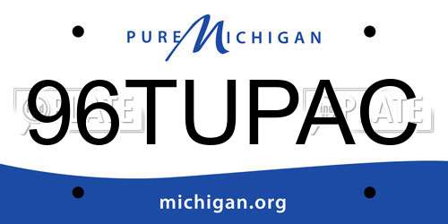 96TUPAC Michigan License Plate