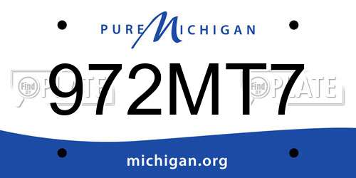 972MT7 Michigan License Plate