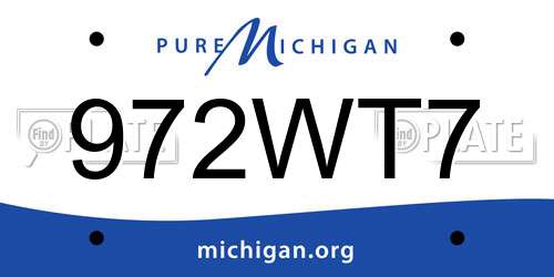 972WT7 Michigan License Plate
