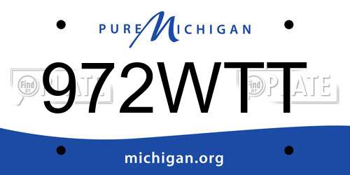 972WTT Michigan License Plate