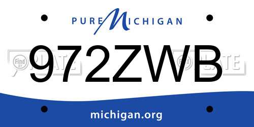 972ZWB Michigan License Plate