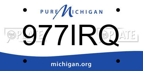 977IRQ Michigan License Plate