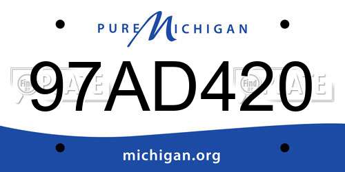 97AD420 Michigan License Plate