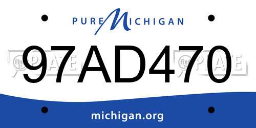 97AD470 Michigan License Plate