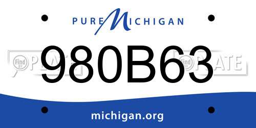 980B63 Michigan License Plate