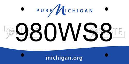 980WS8 Michigan License Plate