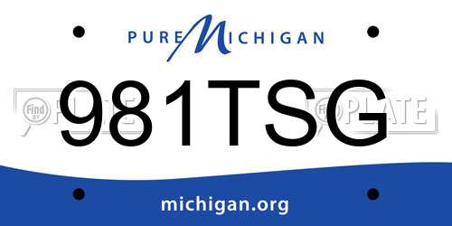 981TSG Michigan License Plate