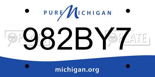 982BY7 Michigan License Plate