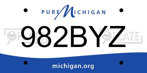 982BYZ Michigan License Plate