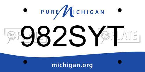 982SYT Michigan License Plate