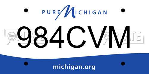 984CVM Michigan License Plate