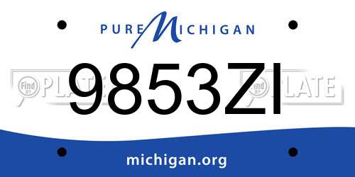 9853ZI Michigan License Plate