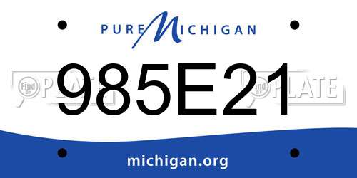 985E21 Michigan License Plate