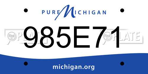 985E71 Michigan License Plate