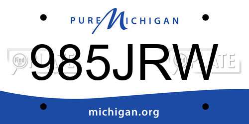 985JRW Michigan License Plate