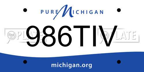 986TIV Michigan License Plate