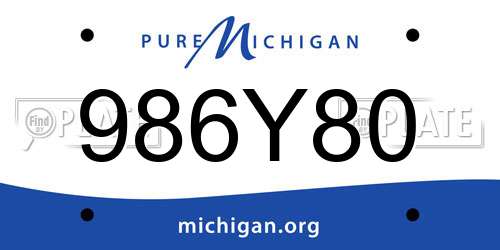 986Y80 Michigan License Plate