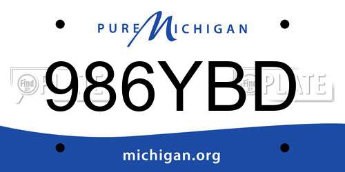 986YBD Michigan License Plate