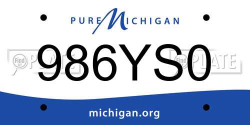 986YS0 Michigan License Plate