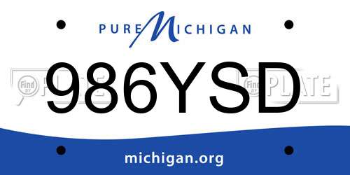 986YSD Michigan License Plate