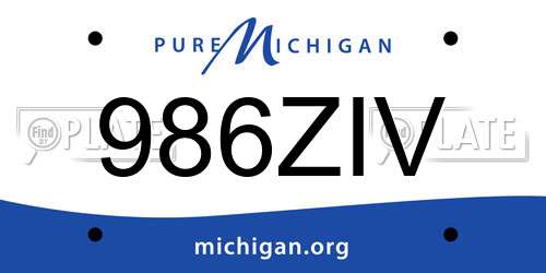 986ZIV Michigan License Plate