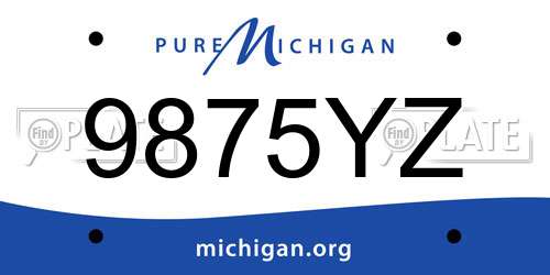 9875YZ Michigan License Plate