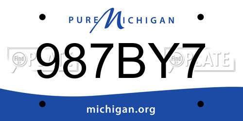 987BY7 Michigan License Plate