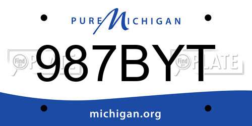 987BYT Michigan License Plate