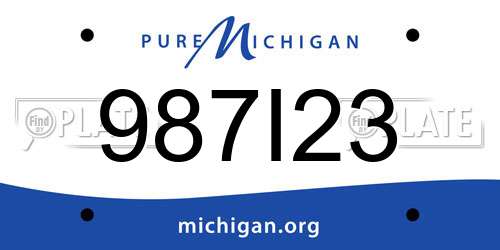 987I23 Michigan License Plate