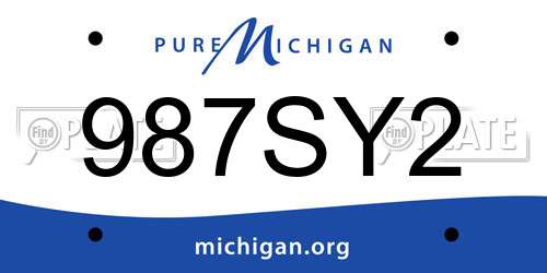 987SY2 Michigan License Plate
