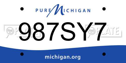 987SY7 Michigan License Plate
