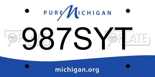 987SYT Michigan License Plate