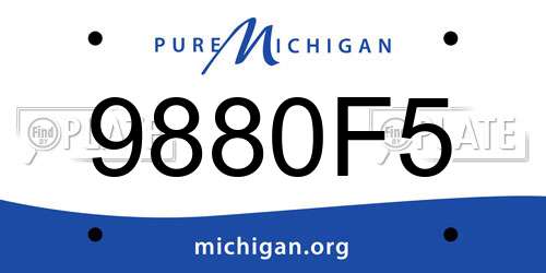 9880F5 Michigan License Plate