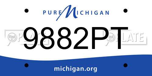 9882PT Michigan License Plate