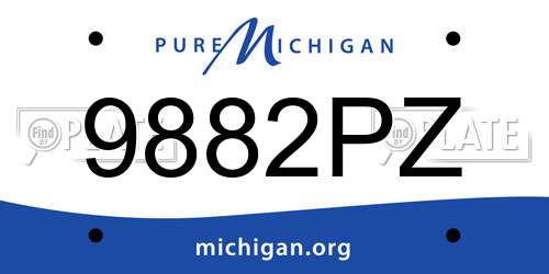 9882PZ Michigan License Plate