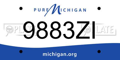 9883ZI Michigan License Plate
