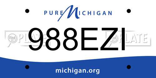 988EZI Michigan License Plate