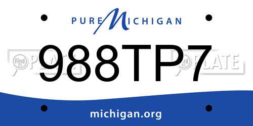 988TP7 Michigan License Plate
