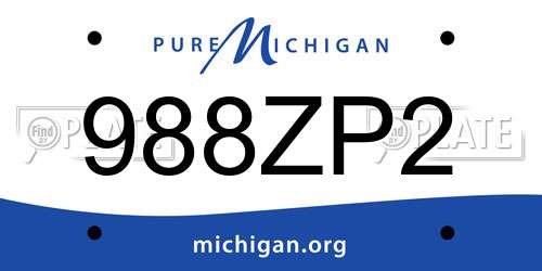 988ZP2 Michigan License Plate