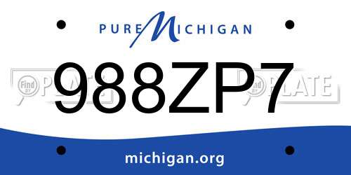 988ZP7 Michigan License Plate