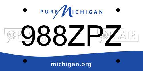 988ZPZ Michigan License Plate