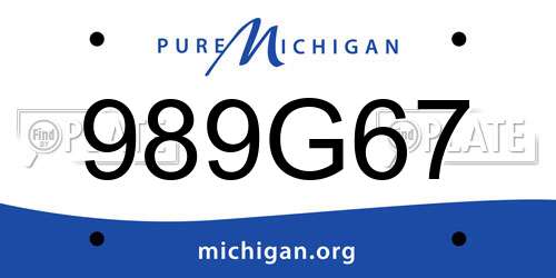 989G67 Michigan License Plate