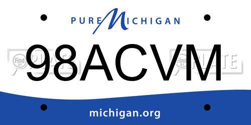 98ACVM Michigan License Plate