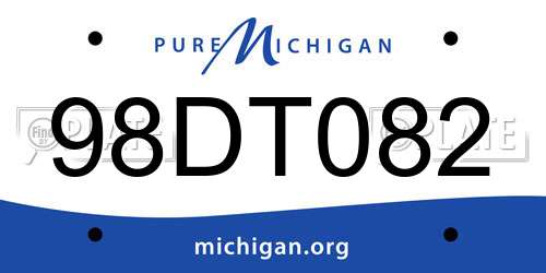 98DT082 Michigan License Plate