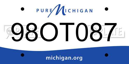 98OT087 Michigan License Plate