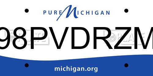 98PVDRZM Michigan License Plate