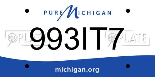 993IT7 Michigan License Plate