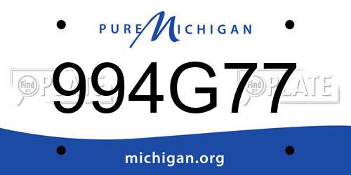 994G77 Michigan License Plate